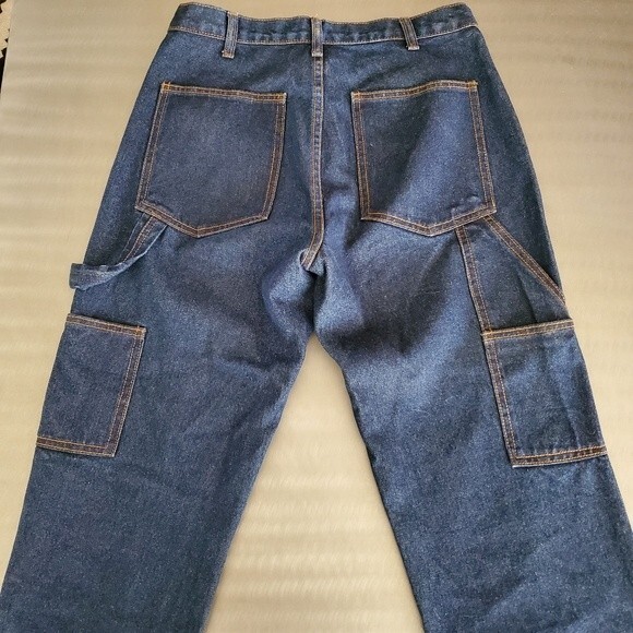 John Galt Carpenter Denim Cargo High Rise Relaxed Straight Y2K Jeans - Picture 1 of 12